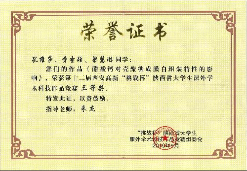 获奖证书